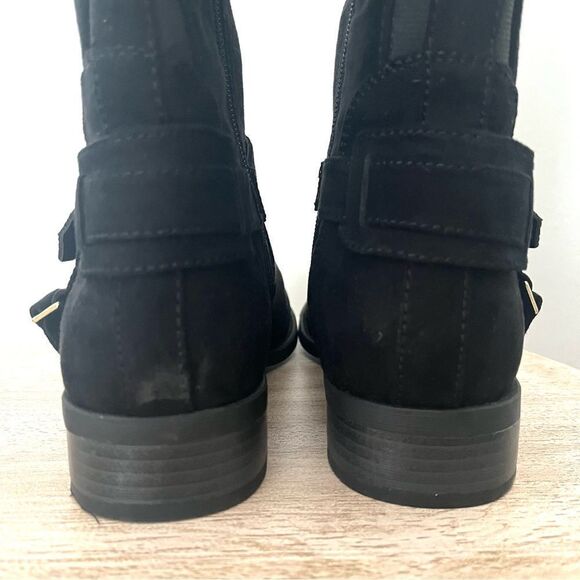 G by Guess Harson 5 Wide Calf Faux Suede Black Knee High Zip Up Boots Black 7.5 - Picture 9 of 13